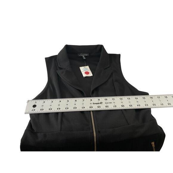 Love University Womens XL Jumpsuit Zip Up Sleeveless Tuxedo Pantsuit Pockets New - Picture 3 of 14